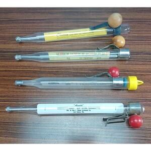 4 Vintage Glass Acu-Rite & Chaney Combo Candy Deep Frying Jelly Thermometers